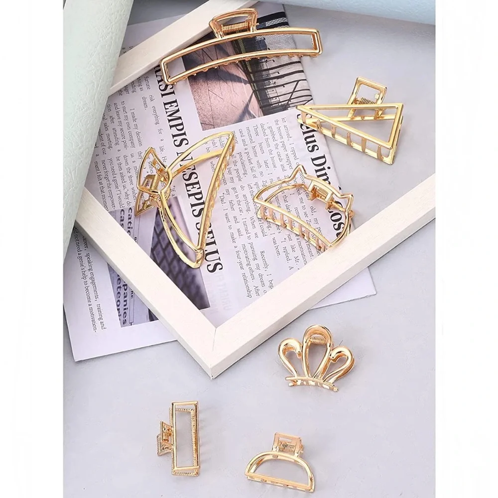Gold Toned Metal Hair Claw Hair Clip